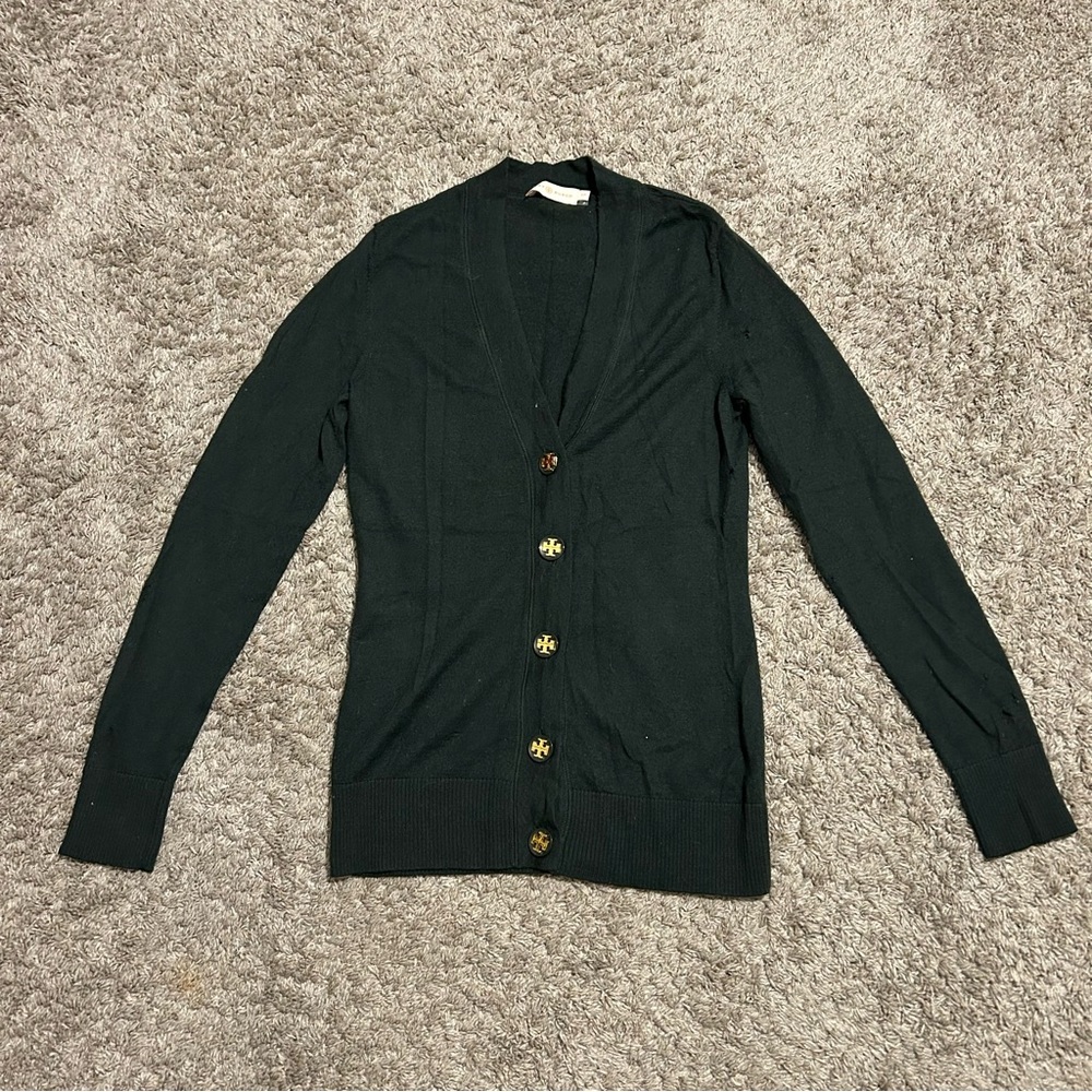Tory Burch Green Fine Merino Wool Cardigan women’s small